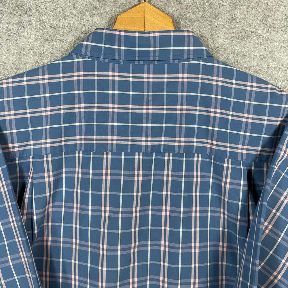 Beverly Hills Polo Club Men's 2XLB Blue Plaid Short Sleeve Button-Up Shirt - Picture 8 of 9